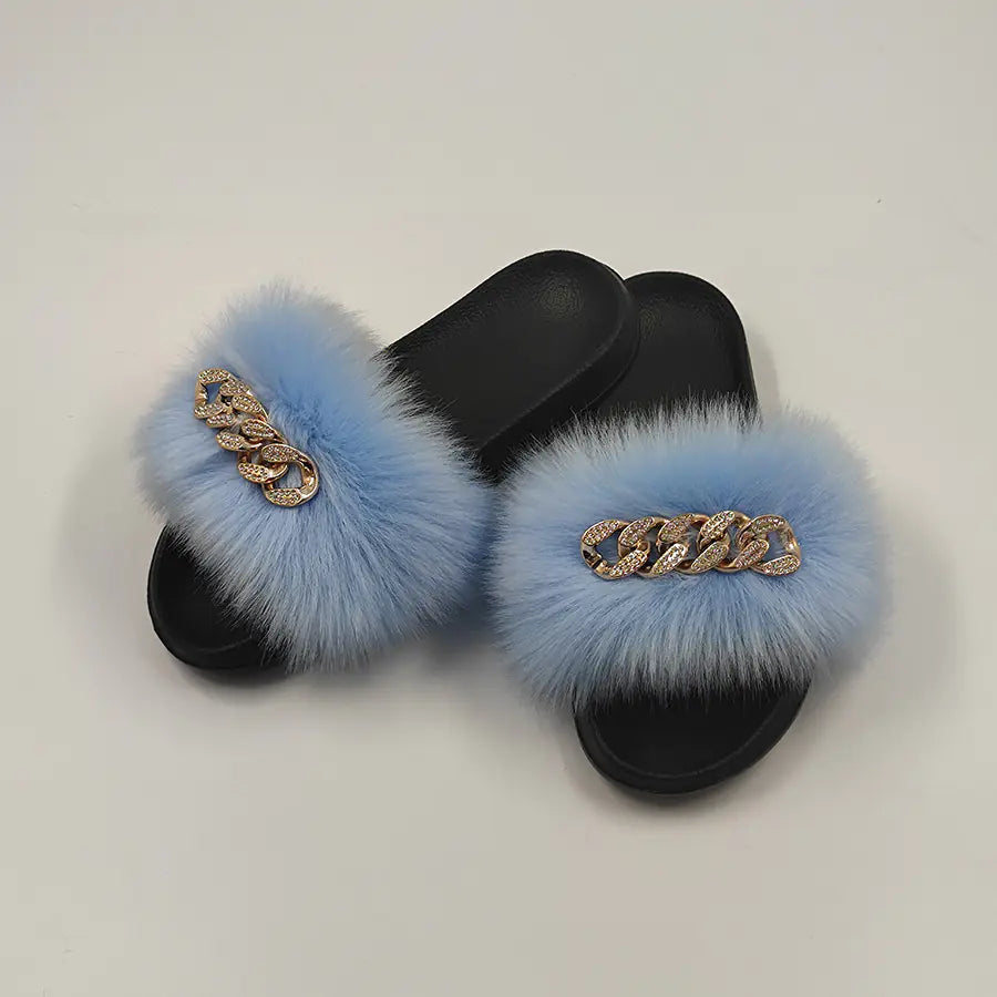 Chanclas con Plumas y Cadena
