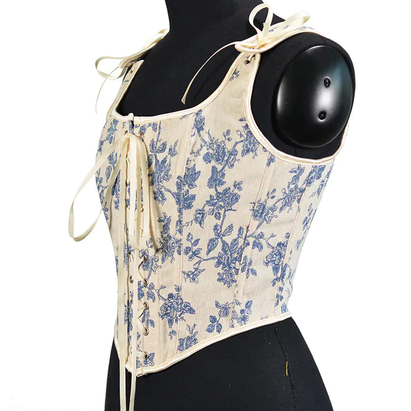 Top Corto Bustier Espiga Retro Francés para Mujeres