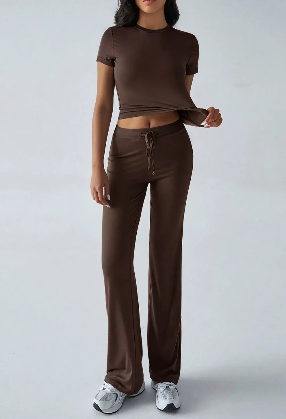 Conjunto de Moda Urbana Casual con Cuello Redondo