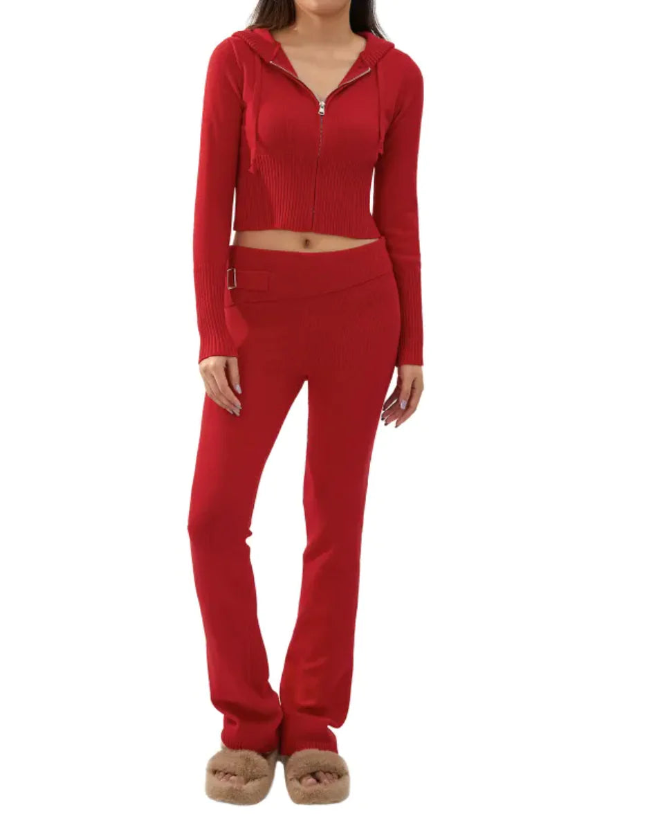 Conjunto de Traje con Capucha de Punto