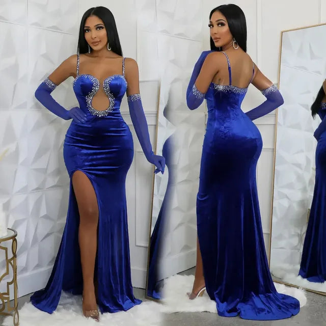 Vestido de Noche de Diamantes Sexy Otoñal