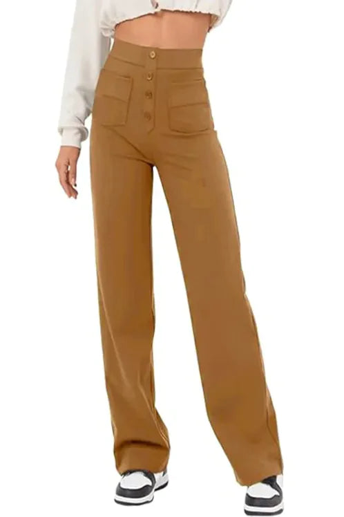 Pantalones de Pierna Ancha y Cintura Alta para Mujer Otoño