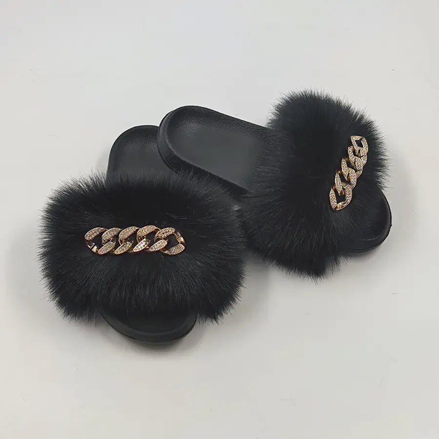 Chanclas con Plumas y Cadena
