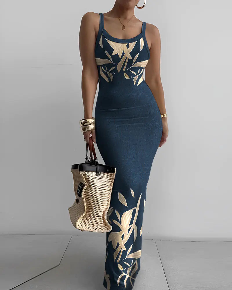 Vestido Largo Delgado Ajustado con Tirantes para Mujer