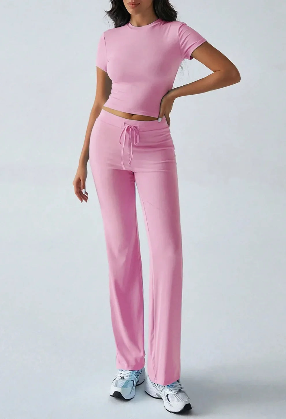 Conjunto de Moda Urbana Casual con Cuello Redondo