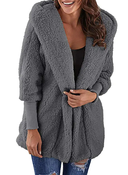 Chaqueta con Capucha de Peluche con Bolsillos