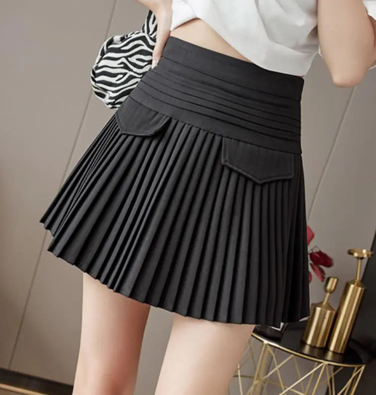 Women's High Waist Slim Pleated Skirt