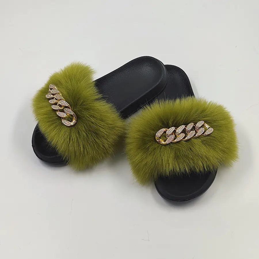 Chanclas con Plumas y Cadena