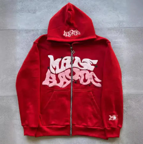 Sudadera con Capucha y Cremallera Estampada