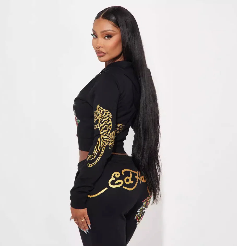 Conjunto de Dos Piezas con Estampado de Cremallera