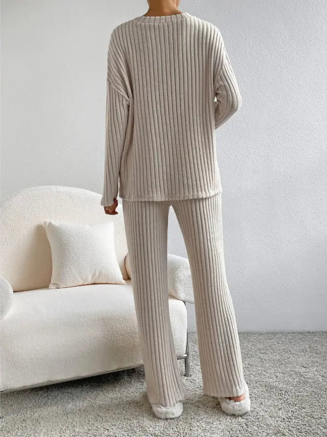 Autumn Chic V-Neck Knit Set