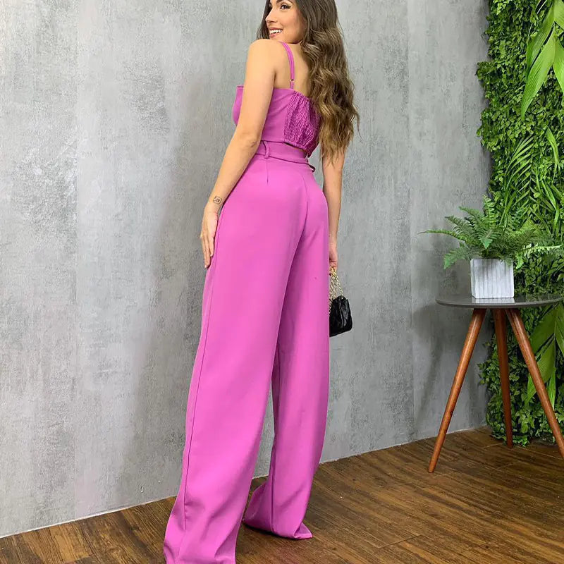 Conjunto Casual de Dos Piezas con Tirantes Ajustables