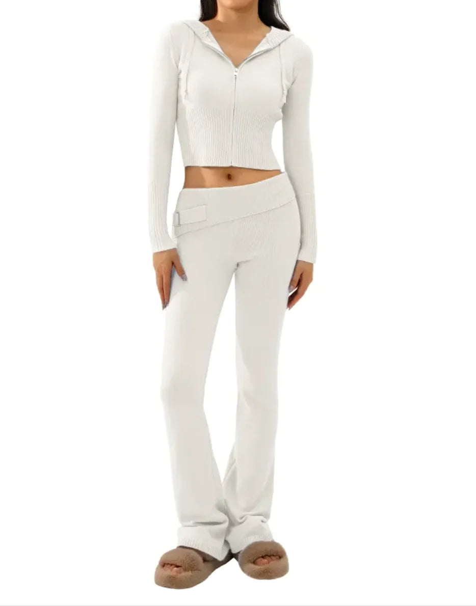 Conjunto de Traje con Capucha de Punto