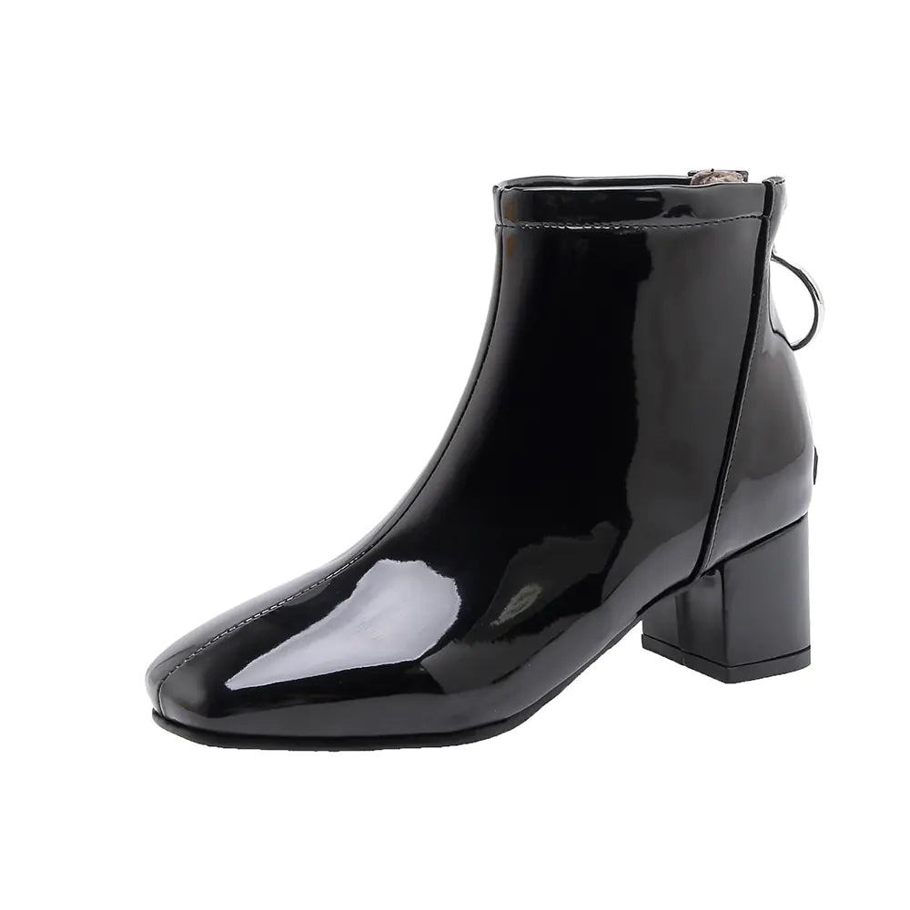 Botines de Tobillo de Tacón Grueso y Charol para Mujer