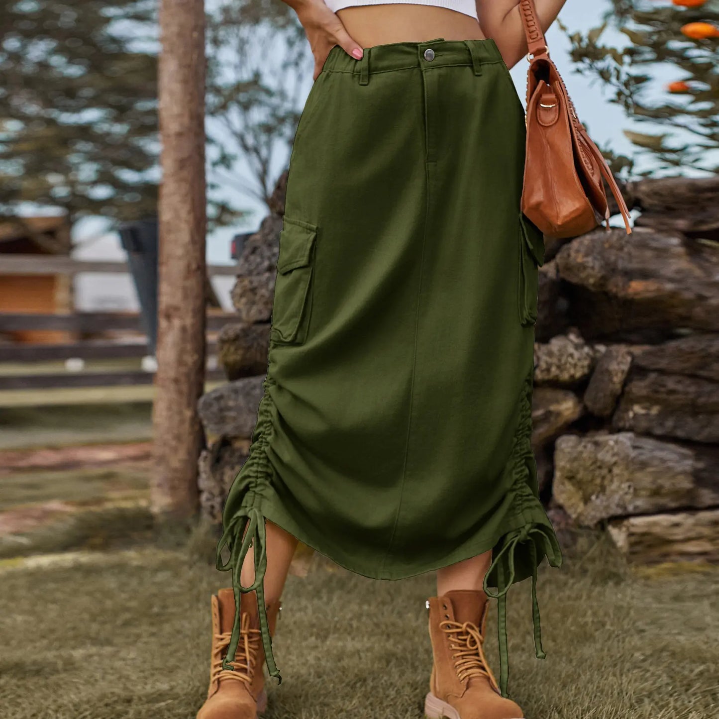 Falda Midi Casual de Denim Americana