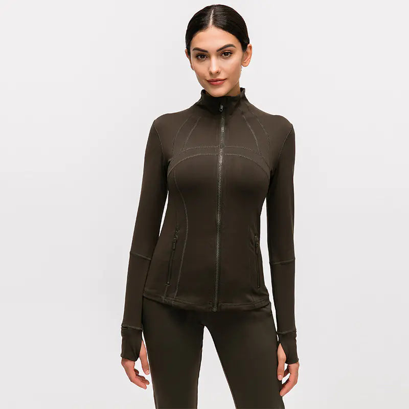 Women's Nylon Stretch Zip-Up Yoga Jacket for Fall/Winter