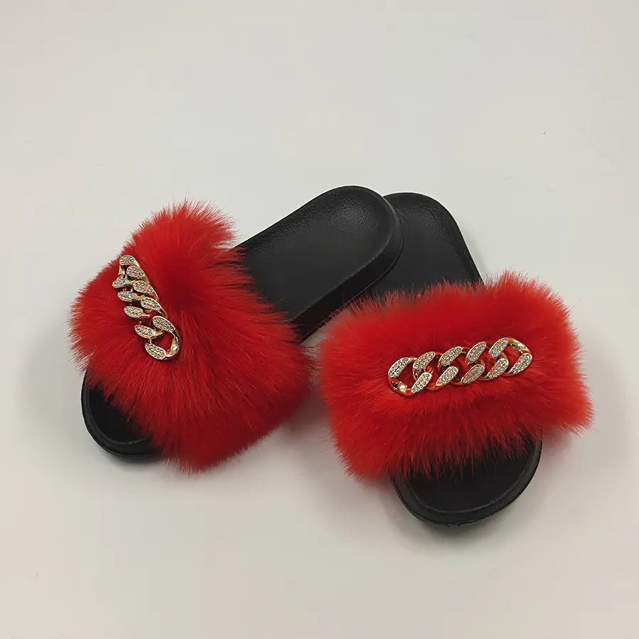 Chanclas con Plumas y Cadena