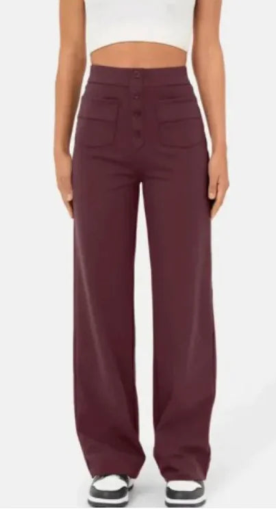 Pantalones de Pierna Ancha y Cintura Alta para Mujer Otoño