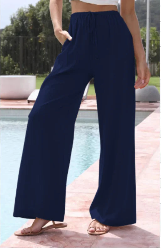 Pantalones Anchos de Lino y Algodón para mujer
