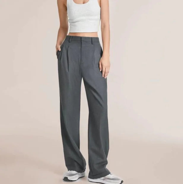 Pantalones Chic de Talle Alto y Pierna Ancha con Bolsillos