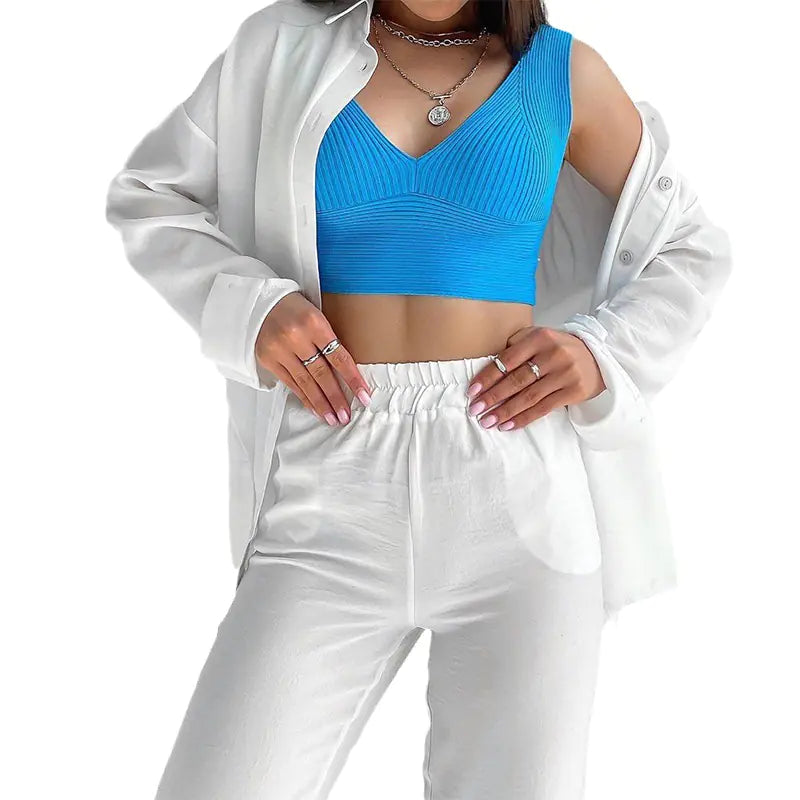 Conjunto Casual de Otoño - Camisa de Manga Larga y Pantalones