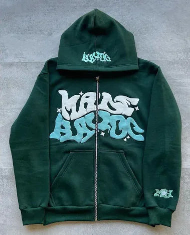 Sudadera con Capucha y Cremallera Estampada