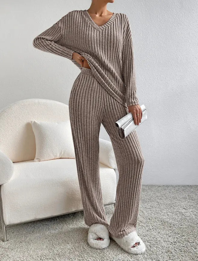 Autumn Chic V-Neck Knit Set