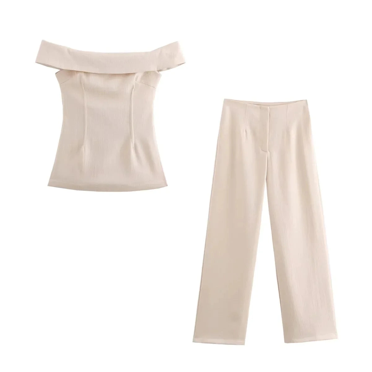 Off-Shoulder Top & Wide-Leg Pants Set