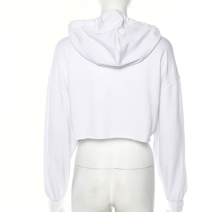 Sudadera Recortada con Capucha de Otoño