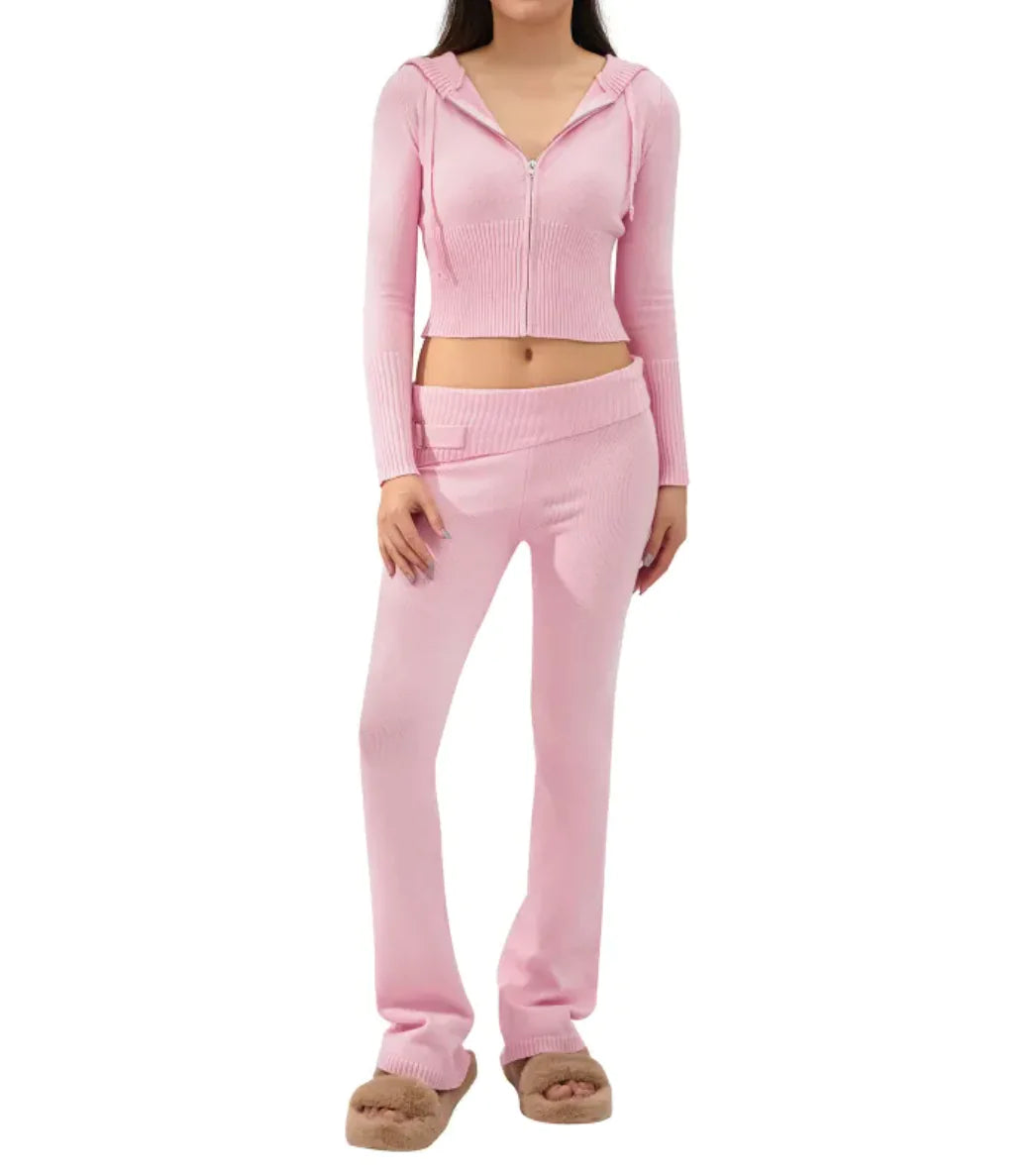 Conjunto de Traje con Capucha de Punto