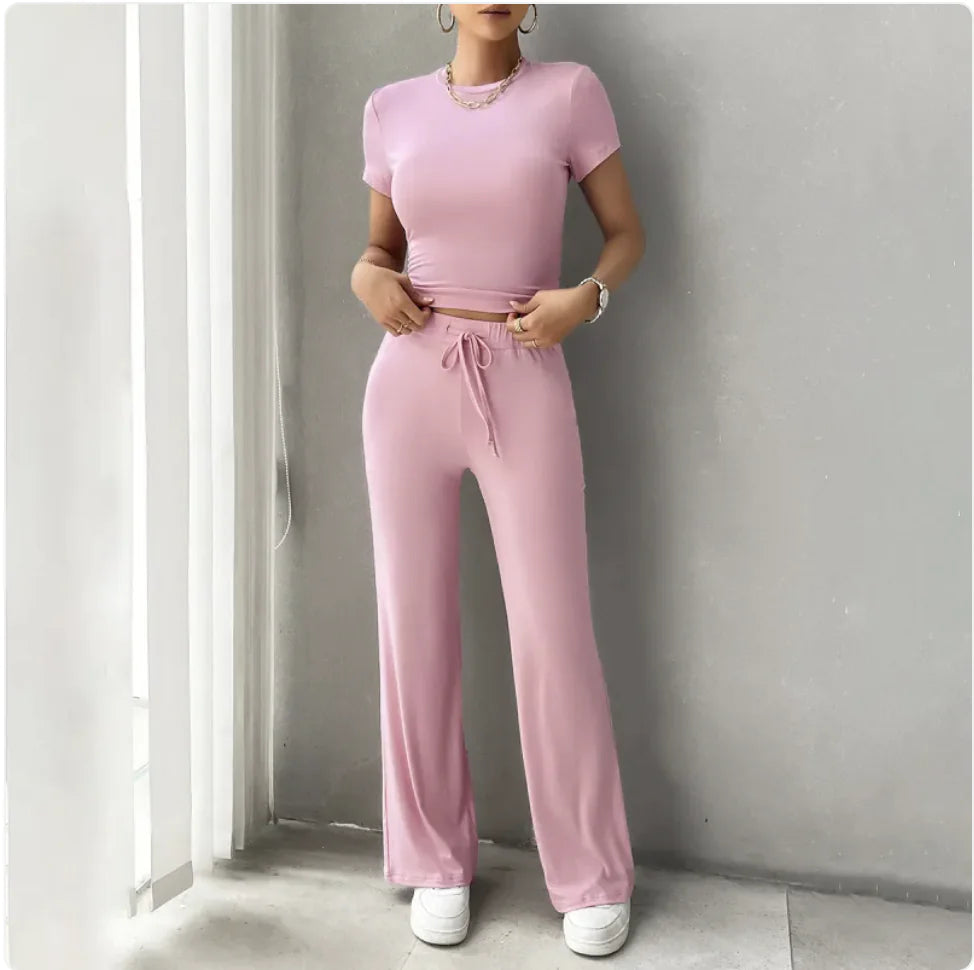 Conjunto de Moda Urbana Casual con Cuello Redondo