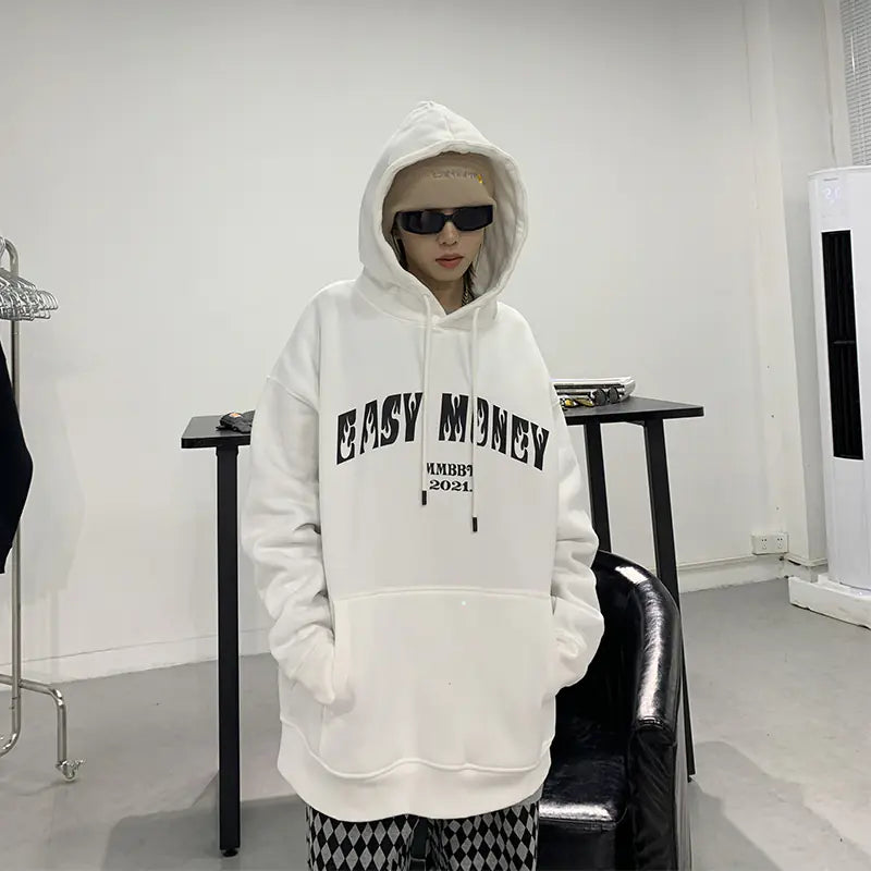 Sudadera con Capucha Fleece Estampada – Estilo Hip Hop Retro