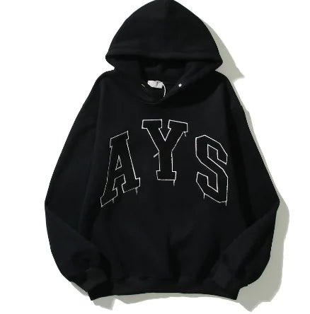 Sudadera Bordada con Capucha y Vellón Retro