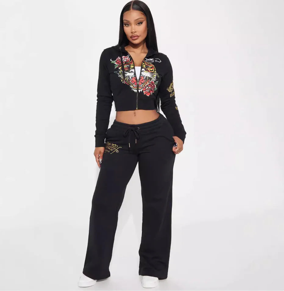 Conjunto de Dos Piezas con Estampado de Cremallera