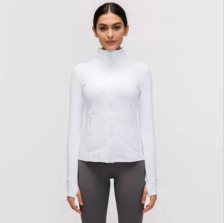 Women's Nylon Stretch Zip-Up Yoga Jacket for Fall/Winter