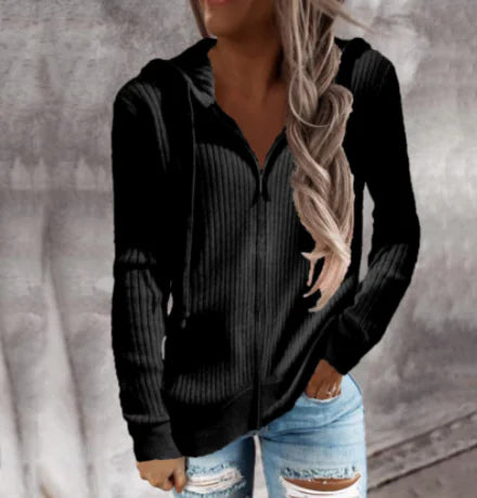 Cardigan Casual con Cremallera y Capucha