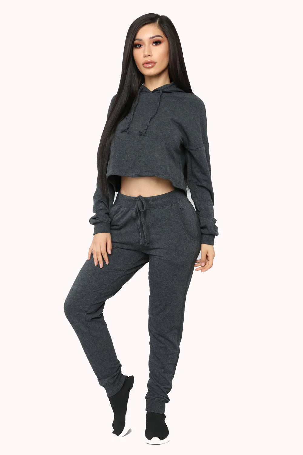 Conjunto de Sudadera Corta con Cordón