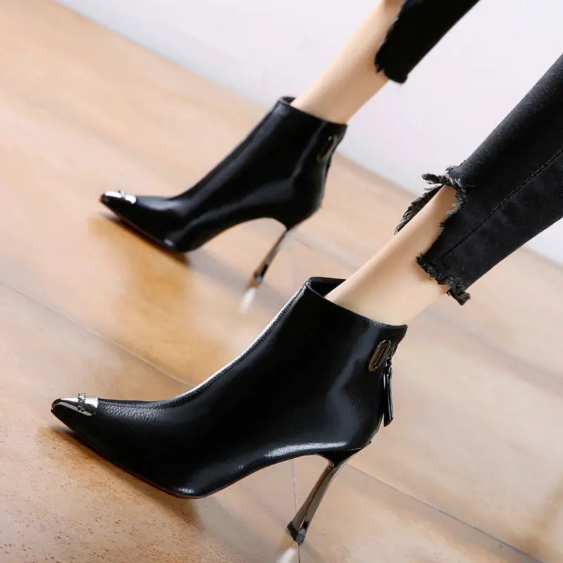 Women's Back Zip Stiletto Ankle Boots