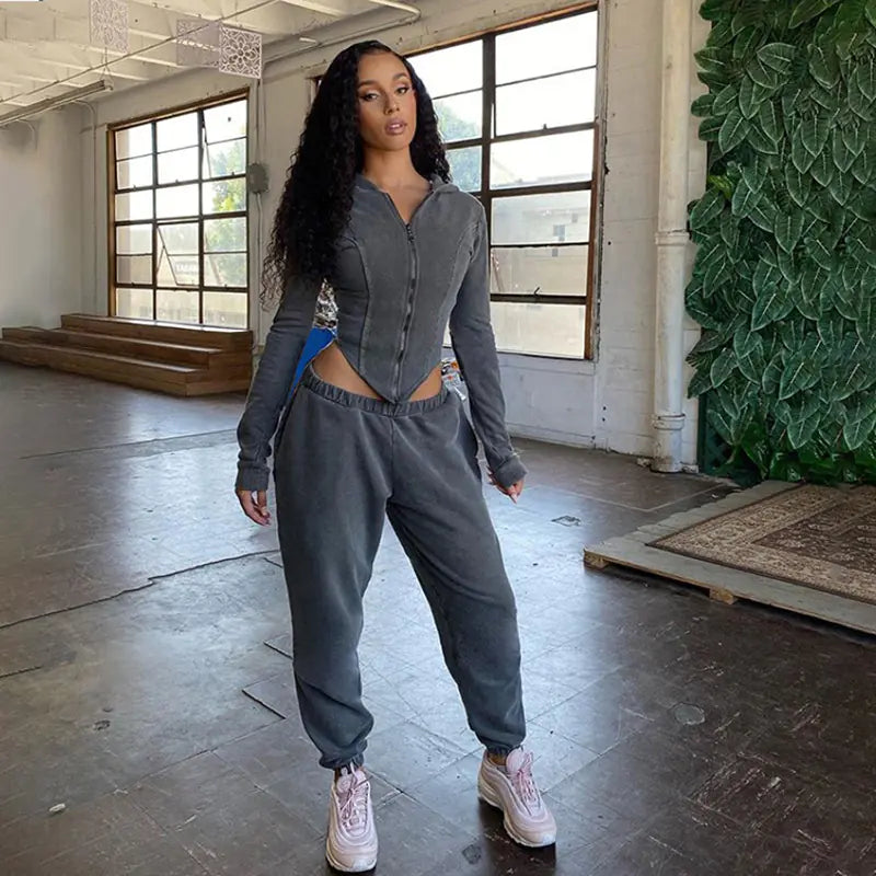 Conjunto Sudadera y Pantalón Cintura Alta