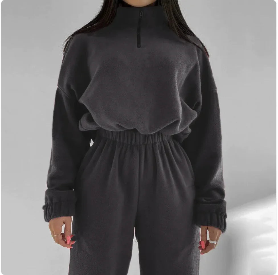 Conjunto de Suéter con Cremallera y Cuello Alto