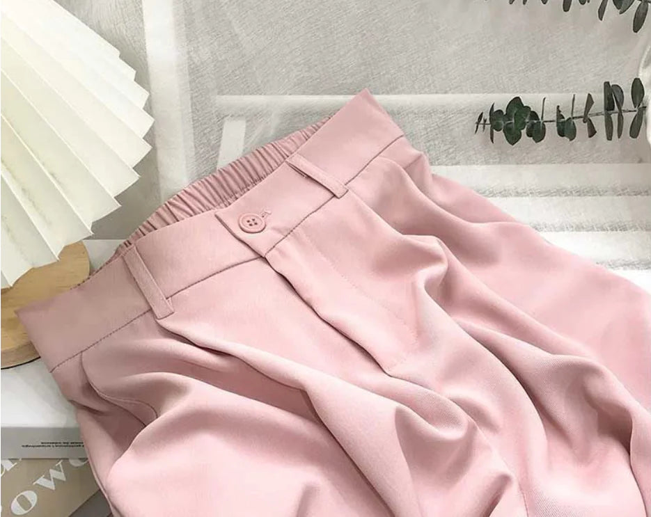 Pantalones Negros Sueltos y Ajustados de Talle Alto para Mujer