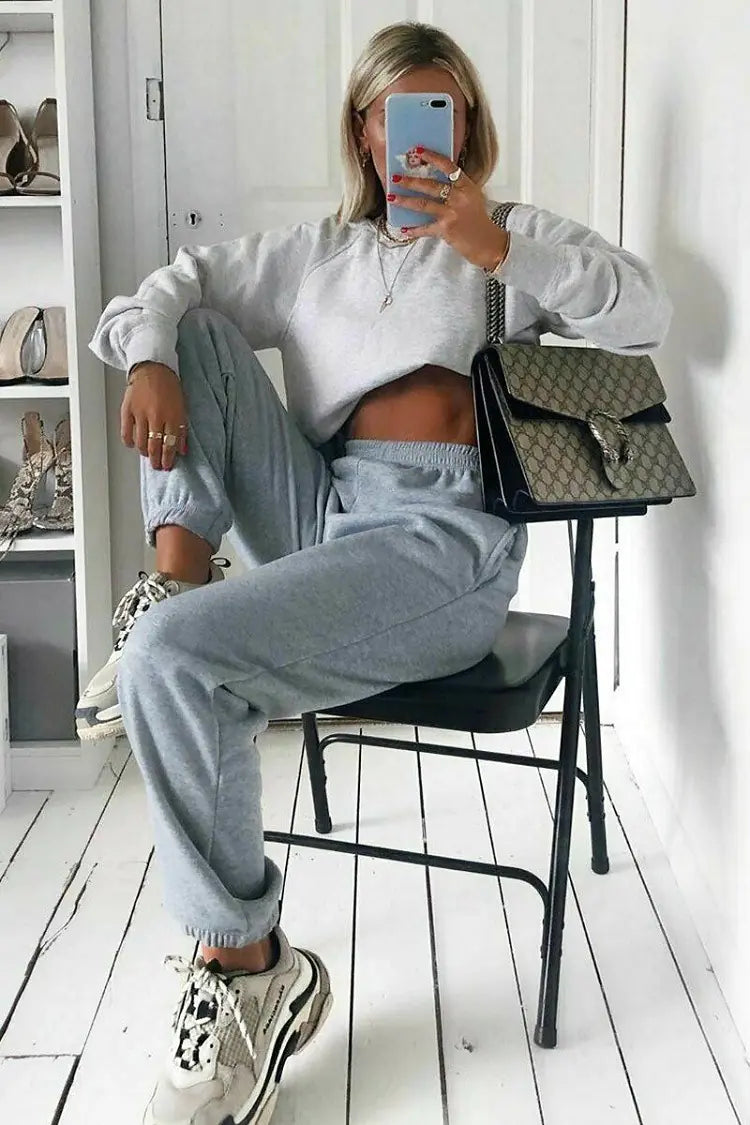 Pantalones Deportivos Sueltos de Cintura Alta con Elástico