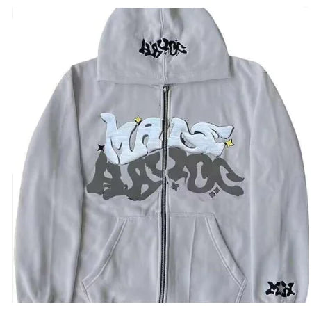 Sudadera con Capucha y Cremallera Estampada Y2K