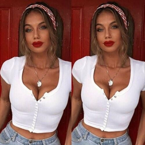 Top Corto con Botones – Blanco