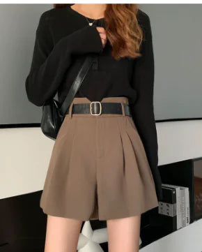 Pantalones Casuales Verdes de Cintura Alta para Mujer