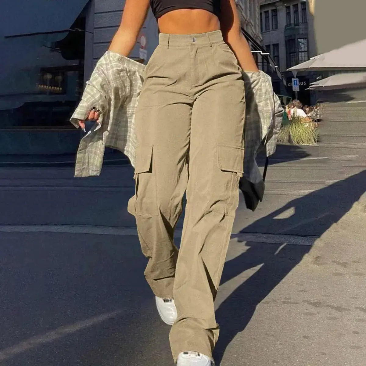 Multi-Pocket Workwear Straight-leg Trousers