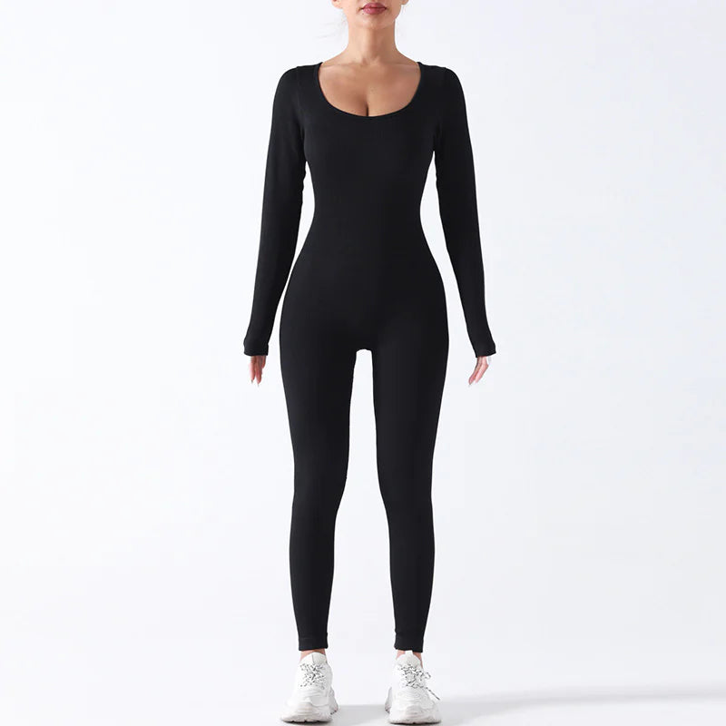 Mono de Yoga Sin Costuras de Manga Larga
