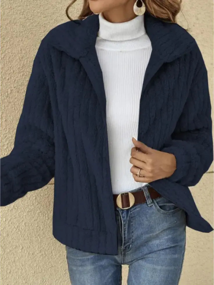 Chaqueta Corta Acogedora con Solapa de Forro Polar