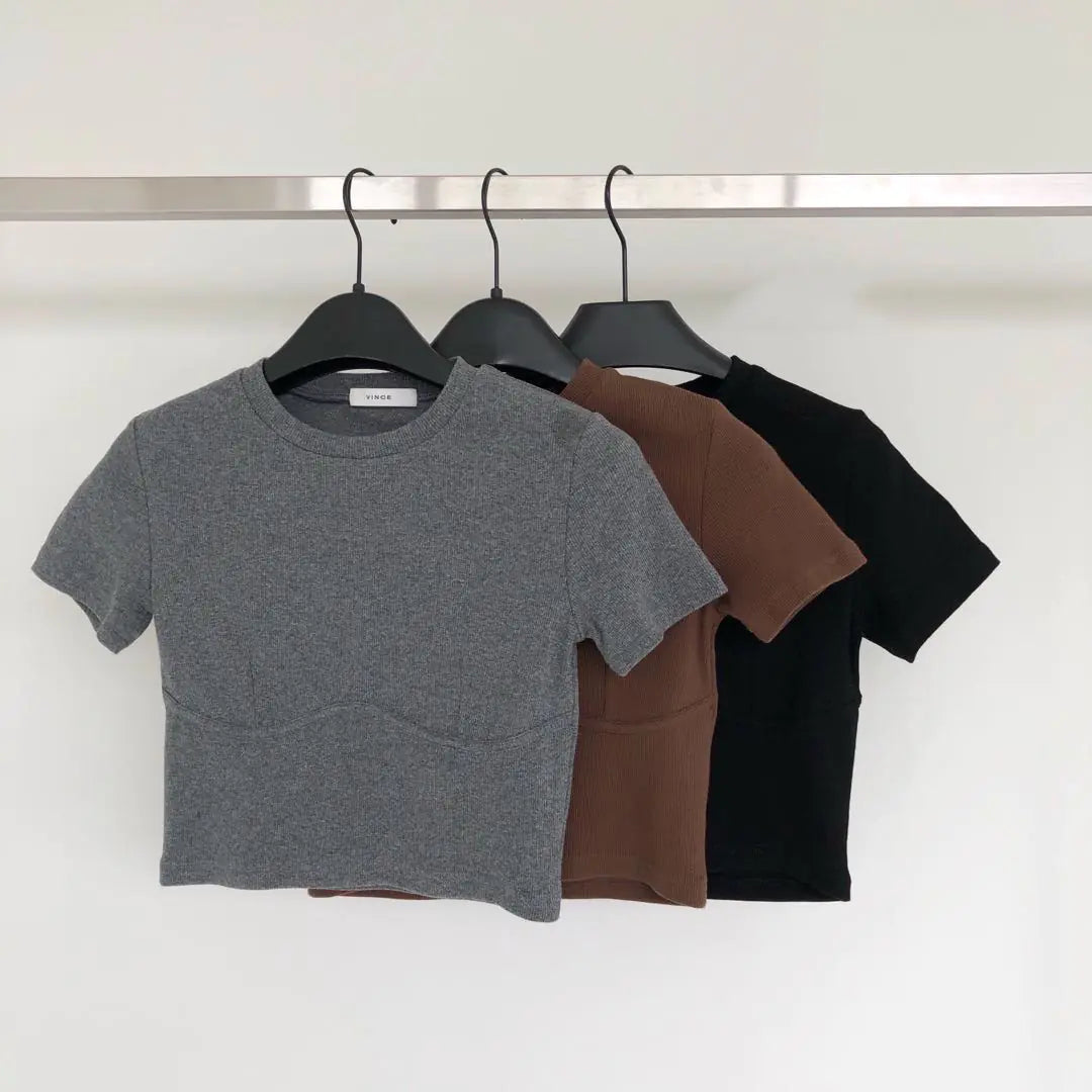 Women's Slim Fit Knitted Crop Top T-Shirt