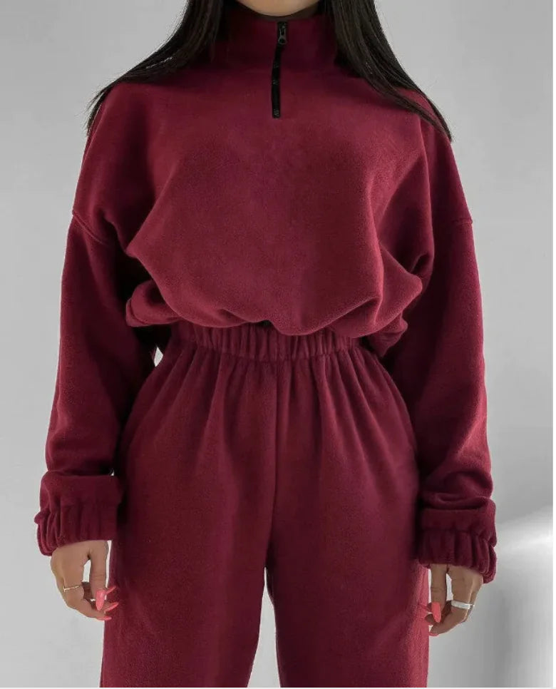 Conjunto de Suéter con Cremallera y Cuello Alto